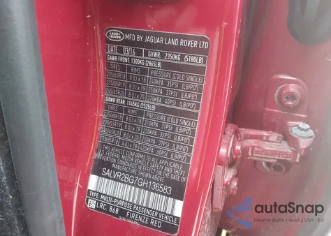 2016 Land Rover Range Rover Evoque Hse z USA, uszkodzony, nr VIN SALVR2BG7GH136583